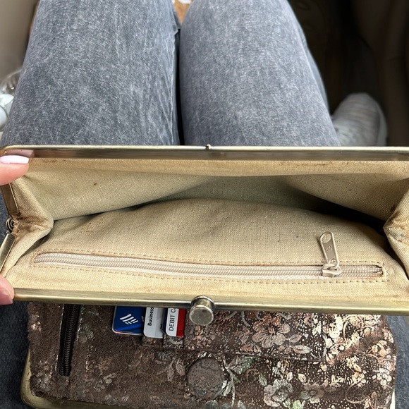 HOBO WALLET…Brown with shimmer floral print - Picture 3 of 3